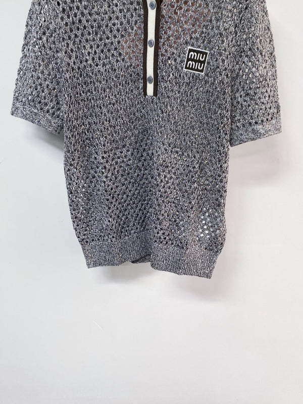 Miumiu Short-Sleeve T-Shirt Gray in Wool 207964