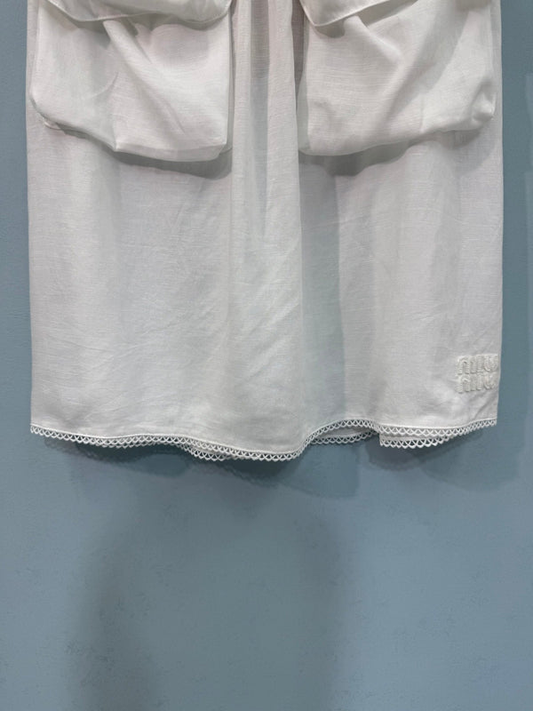 Miumiu Midi Skirt White in Cotton 207816