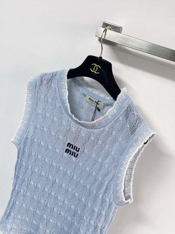 Miumiu Vest Blue in Wool 204097