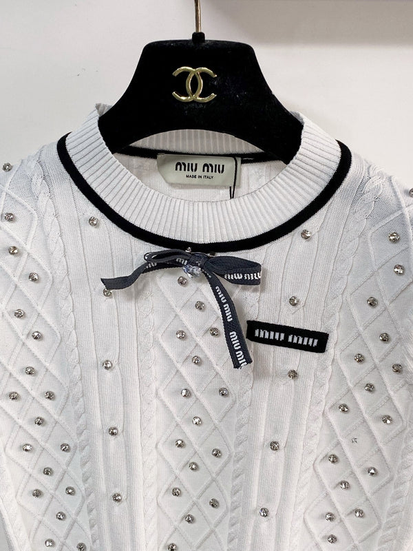 Miu Miu Short-Sleeve T-Shirt White in Acrylic 204091
