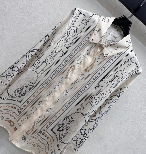 HM 26 Printed Long-Sleeve Shirt White in Mulberry Silk 172264