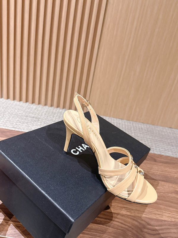CC 26SS Strappy High-Heeled 85 Sandals Light Beige in Cowhide 692563