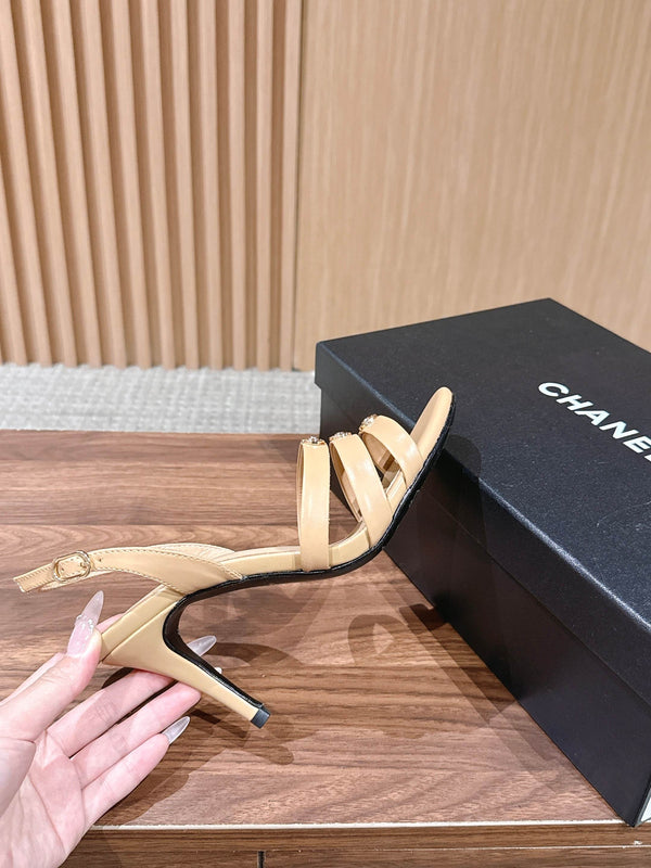 CC 26SS Strappy High-Heeled 85 Sandals Light Beige in Cowhide 692563