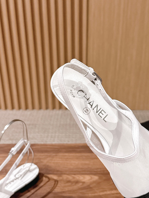 CC 26SS Slingback with Bow White Black in Mesh 692550