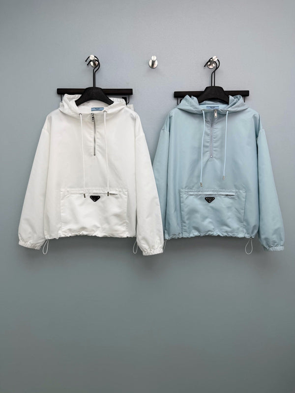 Prada Half-zip Pullover Top and Shorts Light Blue in Polyester 234855