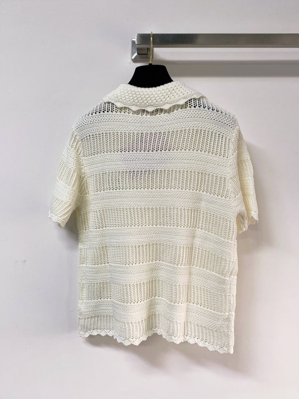 Miu Miu Cardigan Short-sleeve Shirt Cream in Wool 252212