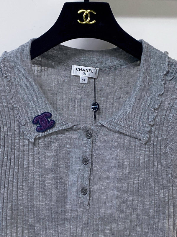 Chanel Short-Sleeve T-Shirt Gray in Acrylic 252221
