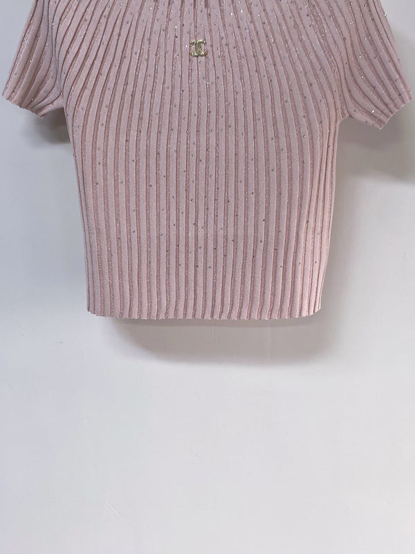 Chanel Short-Sleeve T-Shirt Pink in Tencel 252164
