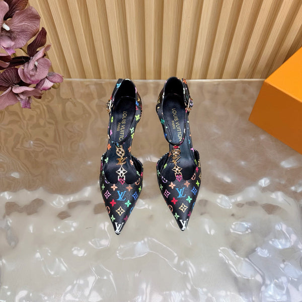 LV 6AM Slingback Pump 65 Black in Monogram Cowhide 703072