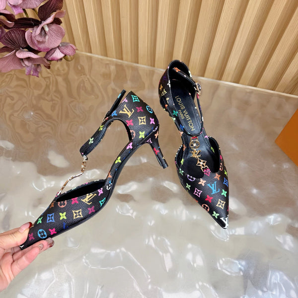 LV 6AM Slingback Pump 65 Black in Monogram Cowhide 703072