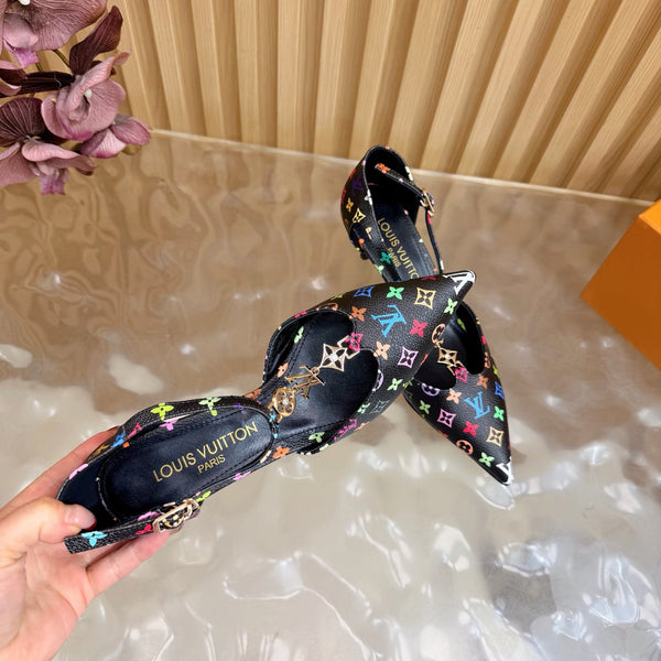 LV 6AM Slingback Pump 65 Black in Monogram Cowhide 703072