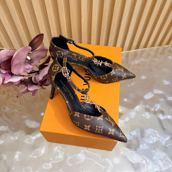 LV 6AM Slingback Pump 65 Brown in Monogram Cowhide 703070