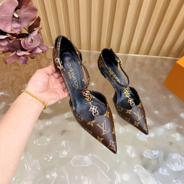 LV 6AM Slingback Pump 65 Brown in Monogram Cowhide 703070