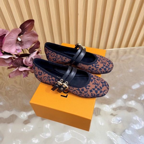 LV Romy Flat Ballerina Brown in Canvas 703061