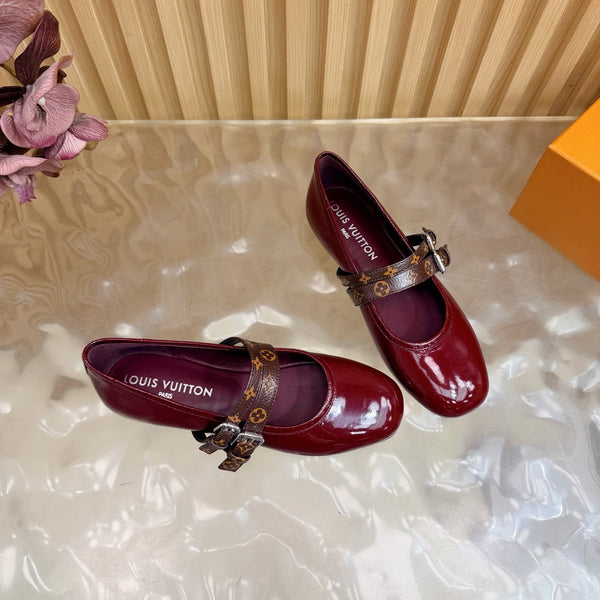 LV Romy Flat Ballerina Bordeaux Red in Patent Leather 703058