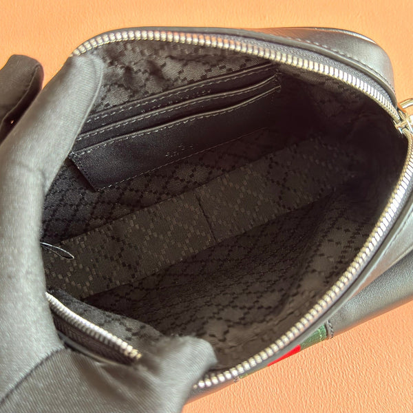 Gucci Web Trademark Mini Bag 20 Black in Cowhide 284922