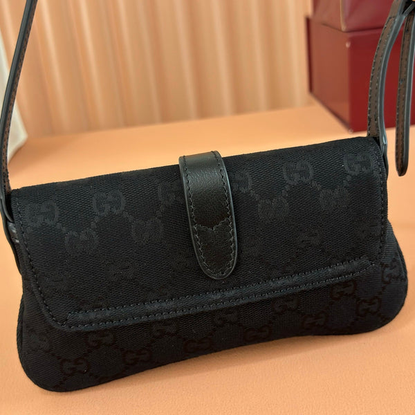 Gucci 26 Jackie Small 21.5cm Black Silver in Canvas 284988