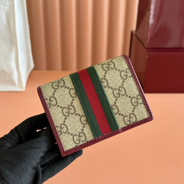 GG Ophidia Wallet 11 Dark Brown Beige in Soft GG Supreme 285047