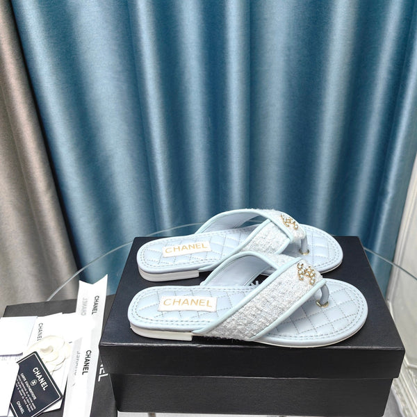Chanel 26P Flip-Flops Light Blue in Woven 712313