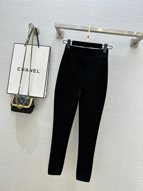 Chanel Black Leggings in Baby Velvet 276220