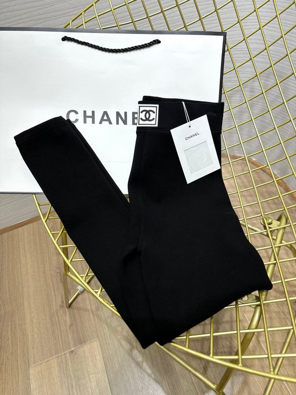 Chanel Black Leggings in Baby Velvet 276220