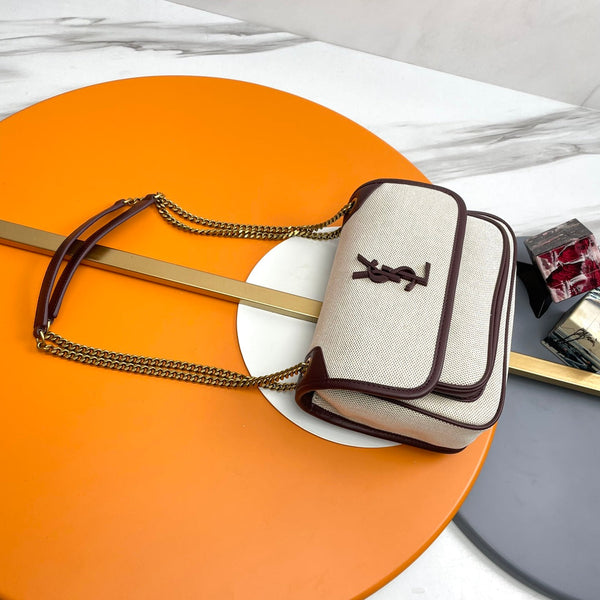 YSL Niki Shoulder Bag 22cm Ivory in Linen 285499