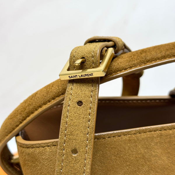 YSL Le 5 À 7 Bucket Bag 20cm Camel Brown in Suede 285621