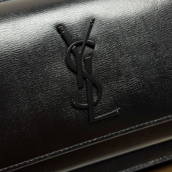 YSL Sunset Bag 19cm Black with Black hardware in Leather 285689