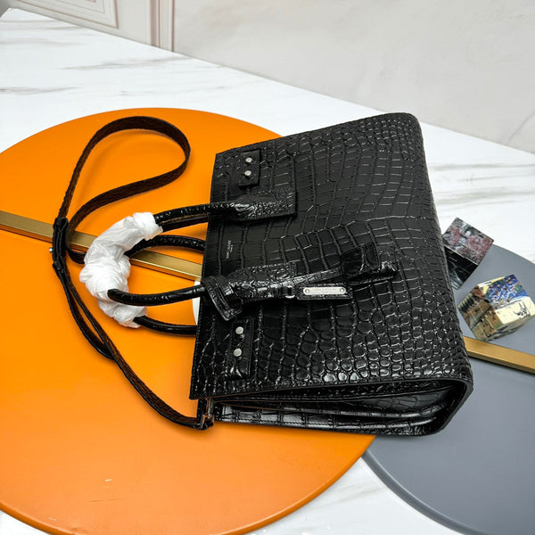 YSL Sac de Jour Nano 32cm Black in Crocodile-patterned Cowhide 285795