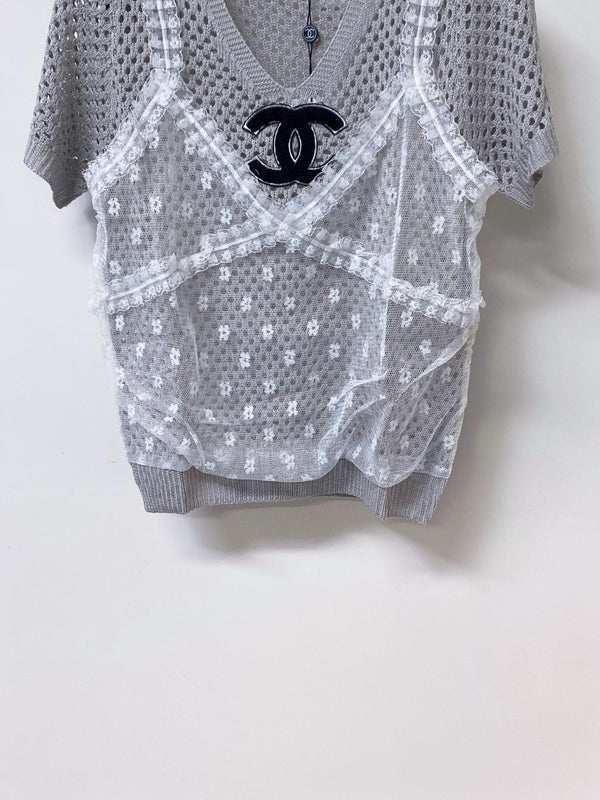 Chanel Short-Sleeve T-Shirt Gray in Wool 305816