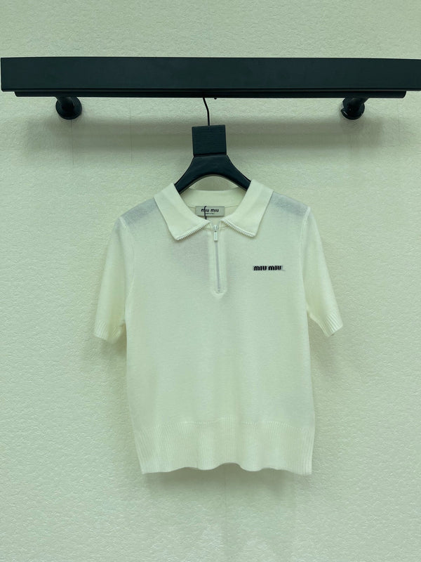 Miu Miu 26 Zip-up Polo Shirt in Wool 370566