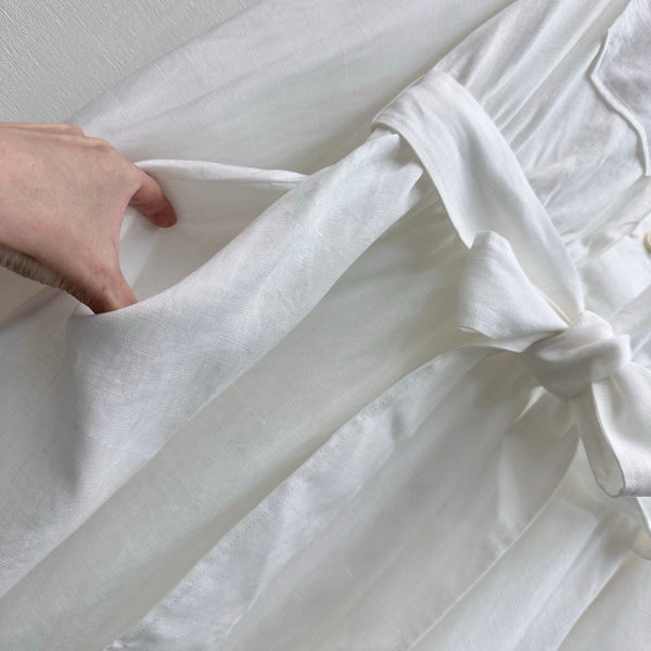 LP 26 Pocket Tie-Front Dress White in Linen 375361