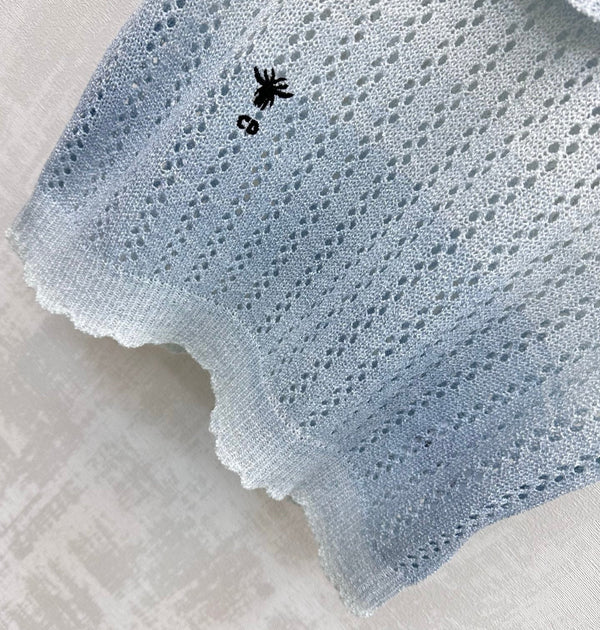 Dior 26 Patchwork Knit Top Blue in Wool 375295
