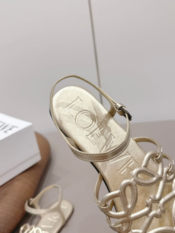 Loewe 26 Sandal Champagne Metallic in Sheepskin 738809