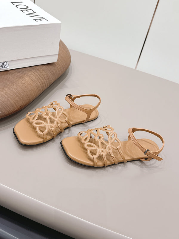 Loewe 26 Sandal Light Camel in Sheepskin 738806