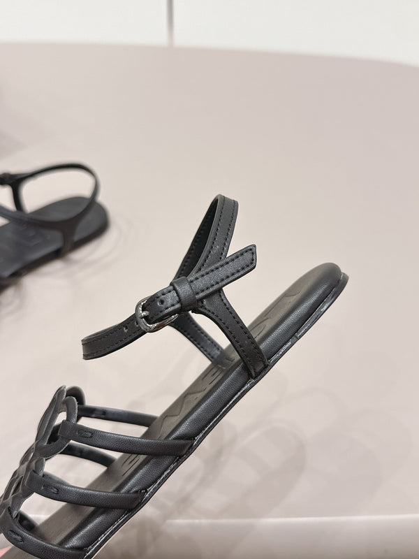 Loewe 26 Sandal Black in Sheepskin 738804