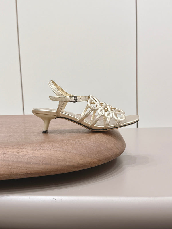 Loewe 26 Sandal 50 Champagne Metallic in Sheepskin 738803