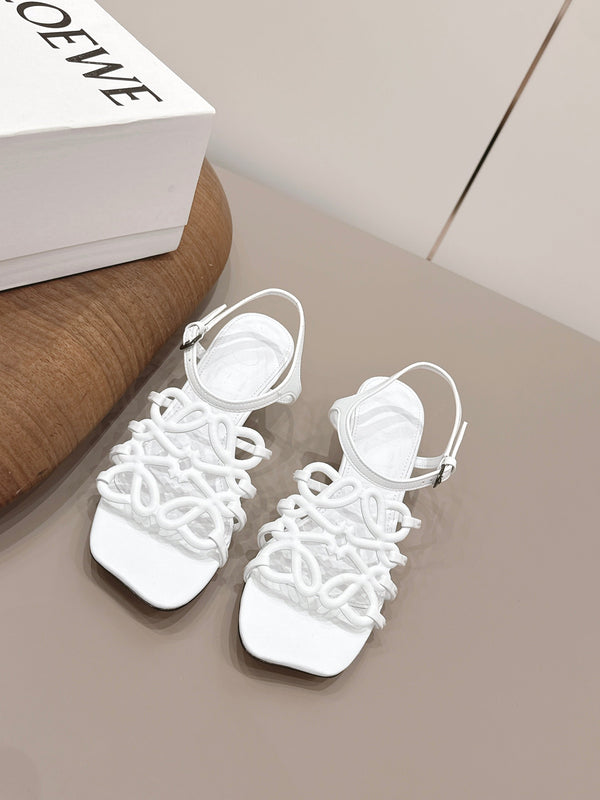 Loewe 26 Sandal 50 White in Sheepskin 738800