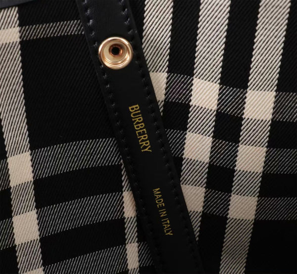 Burberry Large Check Tote Bag 41cm Black in Calfskin