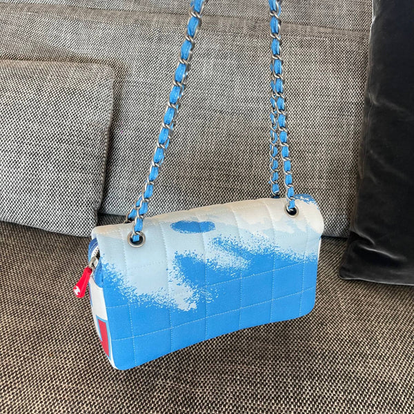Chanel Surf Line Canvas Flap Bag Blue in Canvas