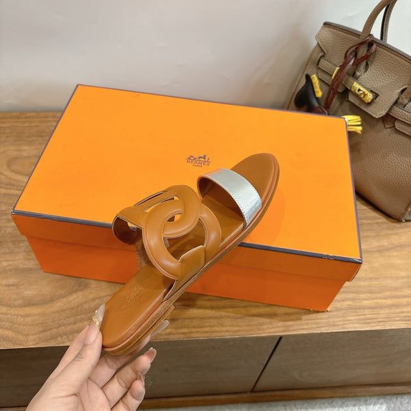 HM Sandal Brown Silver in Calfskin 743976