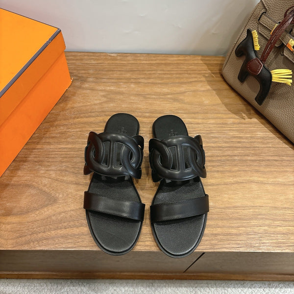 HM Sandal Full Black in Calfskin 743979