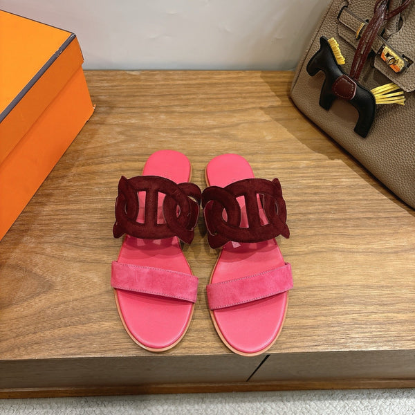 HM Sandal Burgundy Pink in Suede 743981