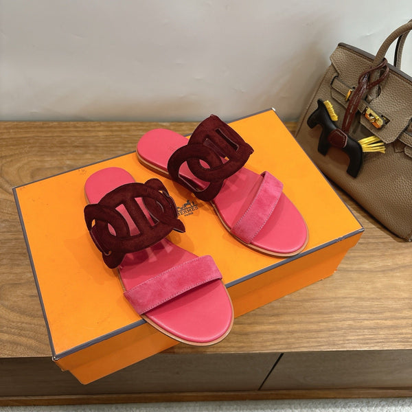 HM Sandal Burgundy Pink in Suede 743981