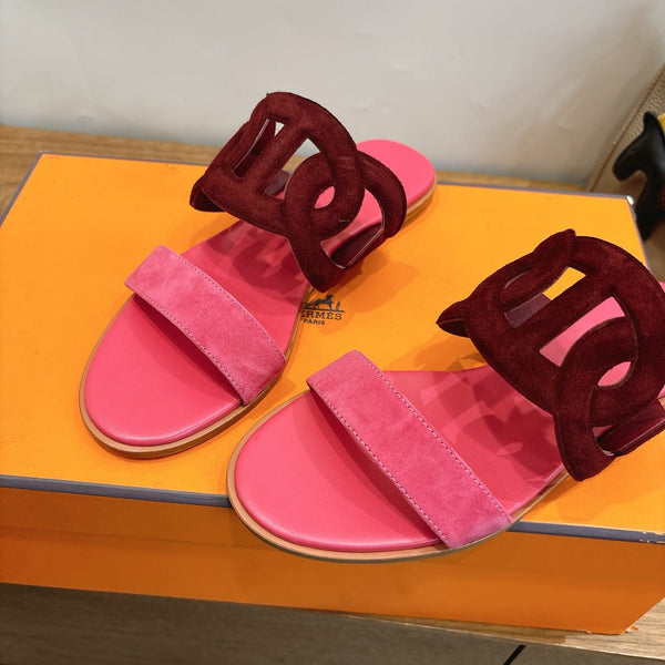 HM Sandal Burgundy Pink in Suede 743981