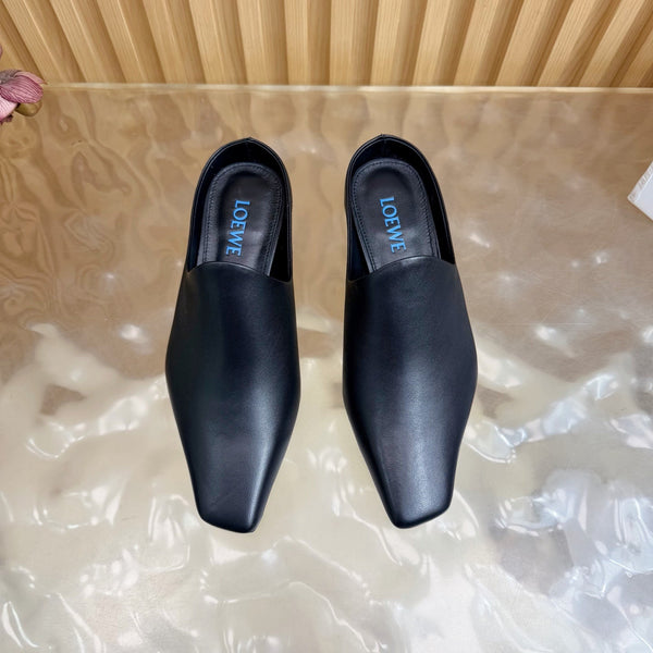 Loew Mule Slip-on Kitten Heel 45 Black in Sheepskin 749404