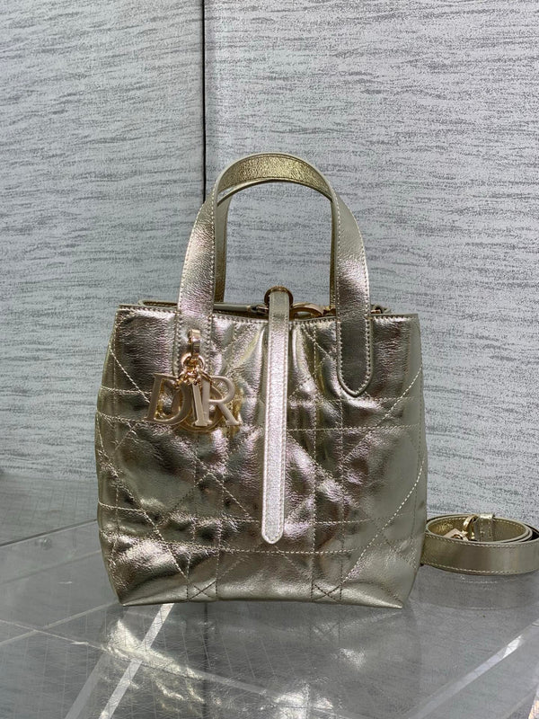 CD Toujours Vertical 18cm Gold in Cowhide 286394