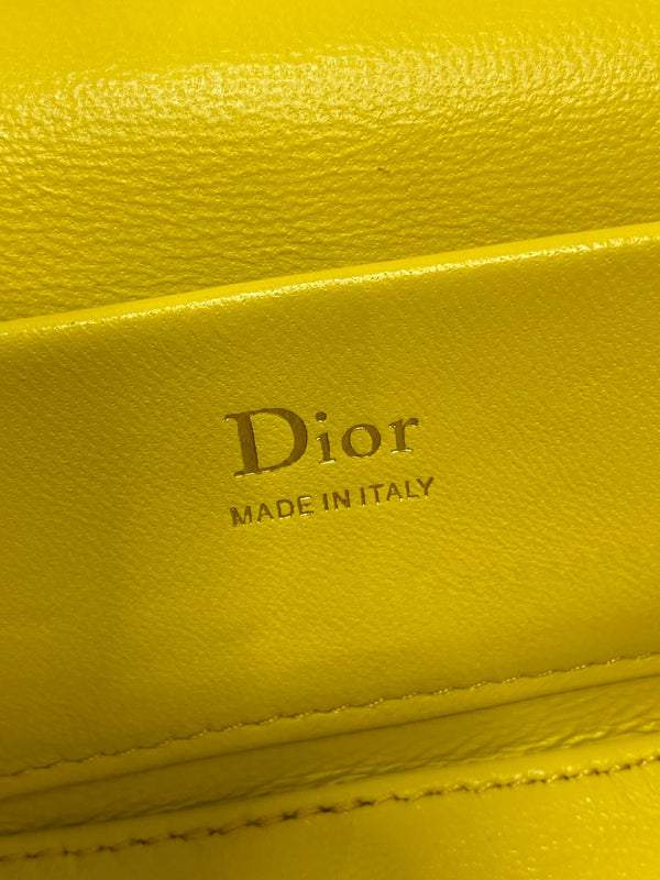 CD Bow-embellished Cosmetic Bag 17.5 Yellow in Lambskin 286426