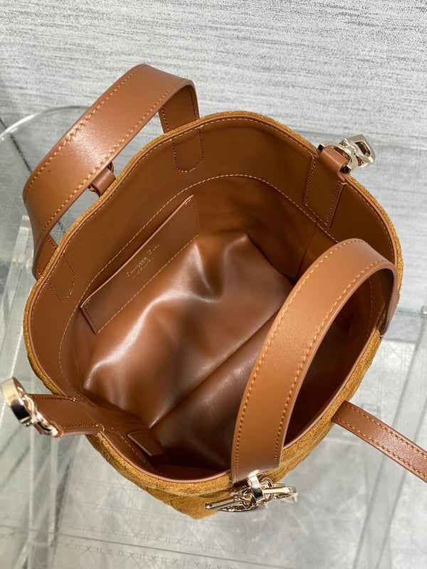 CD Toujours Vertical Bag 18cm Brown in Suede 286495