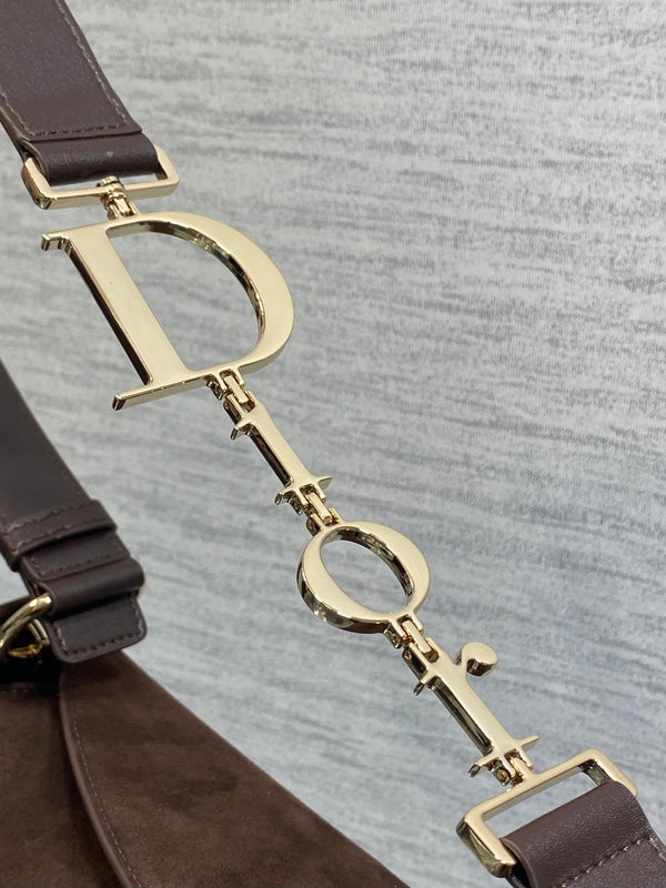 CD Diorly Bag 31.5cm Dark Brown in Nubuck Leather 286588